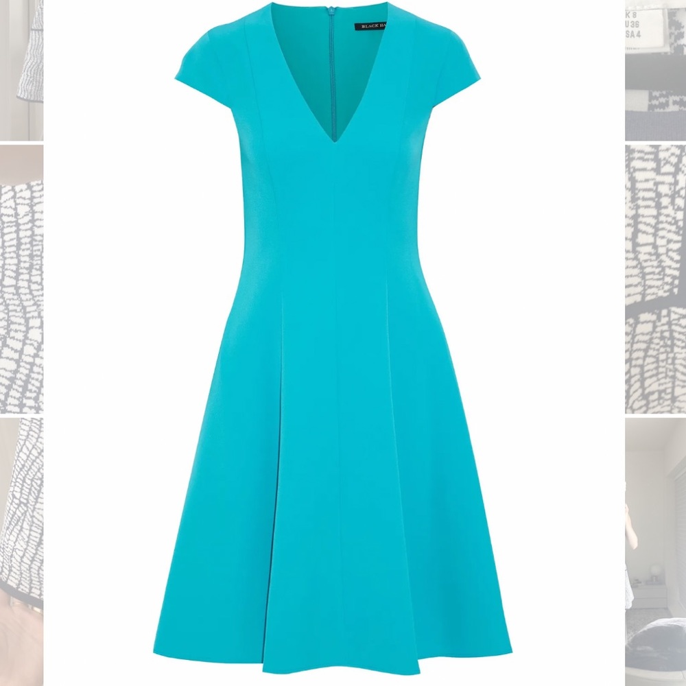 Black Halo Knee Length Turquoise Dress w POCKETS